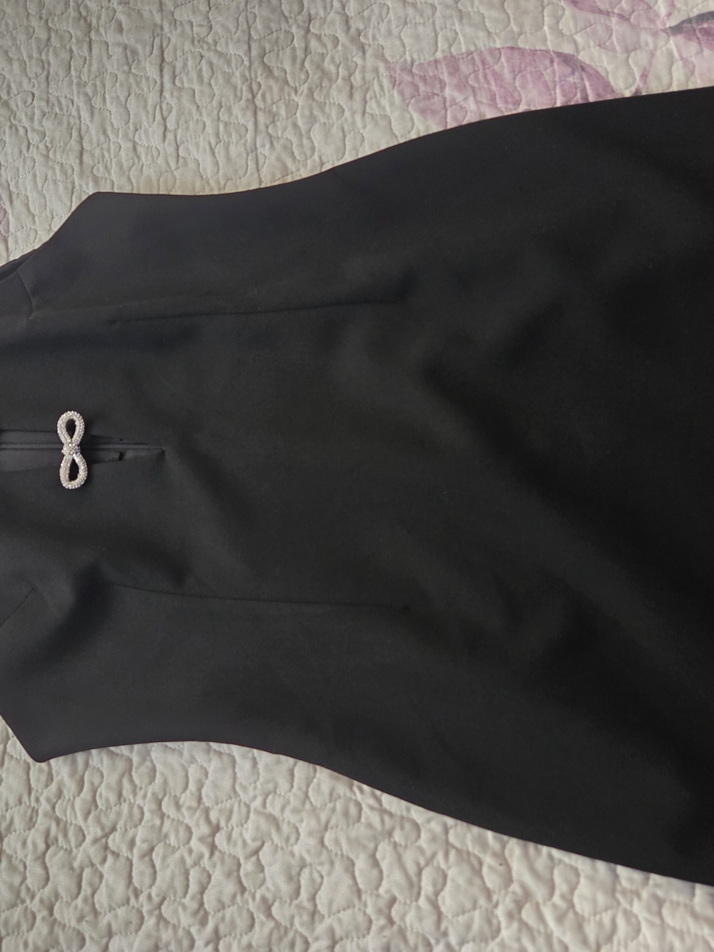 Zara Black Sleeveless Blazer Dress with Rhinestone Bow Accent